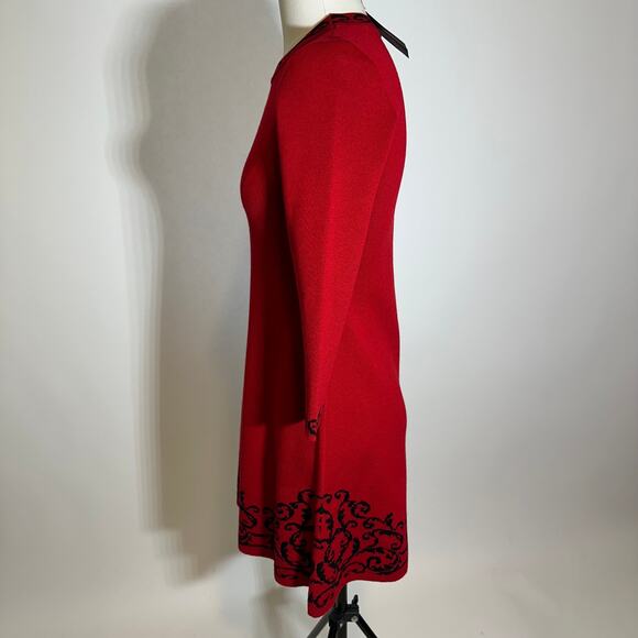 NWT JH Jessica Howard Red 3/4 Sleeve Knit Sweater Dress Holiday Womens Size XL - Picture 7 of 12